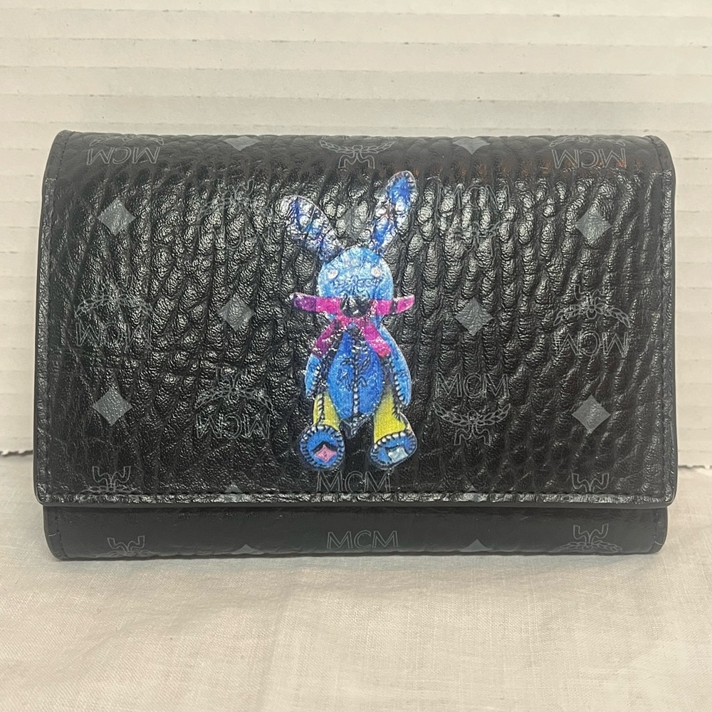 MCM Black Wallet with Vibrant Bunny Accent - Picture 2 of 8